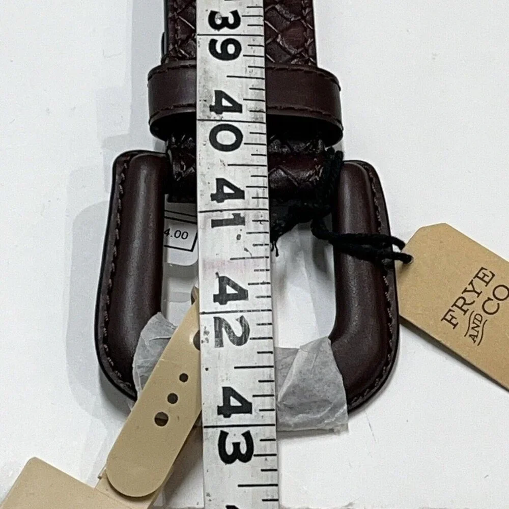 Frye‎ Co Belt Womens M Brown Faux Leather Woven Pattern Casual Western Rodeo